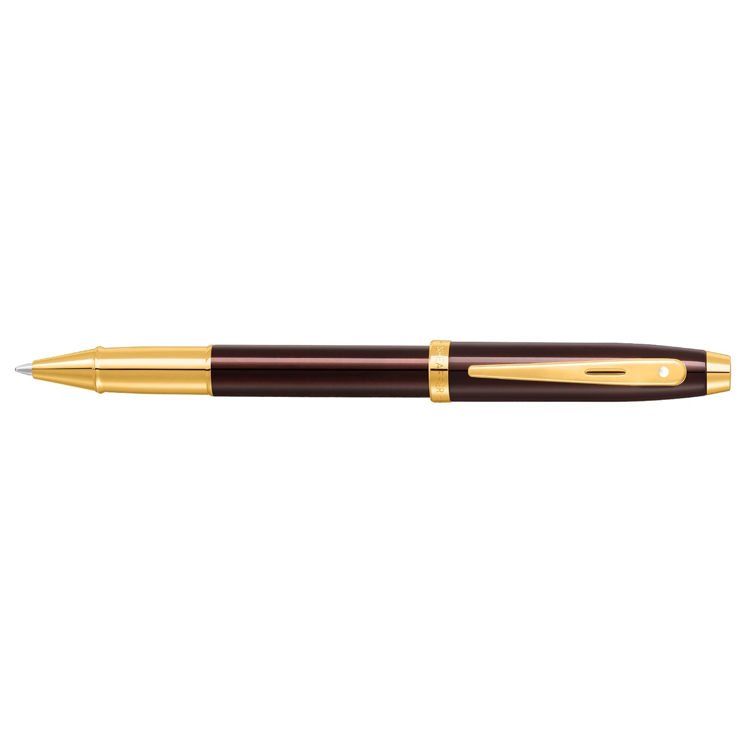 Sheaffer 100 Glossy Coffee Brown Rollerball Pen With PVD Gold-Tone Trim