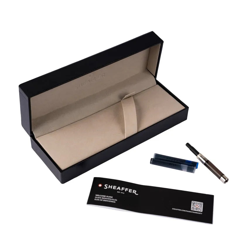 Sheaffer 100 Fountain Pen Black and Brushed Chrome